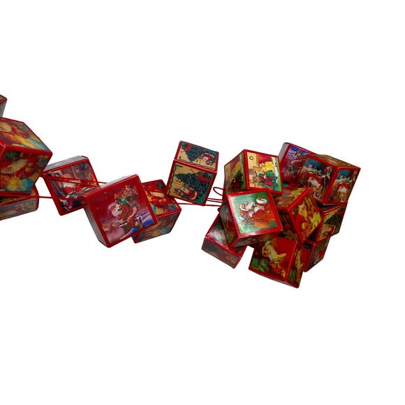 Vintage Old World Santa Claus Paper Box Ornaments Garland Set of 24 READ AS IS - Picture 6 of 8